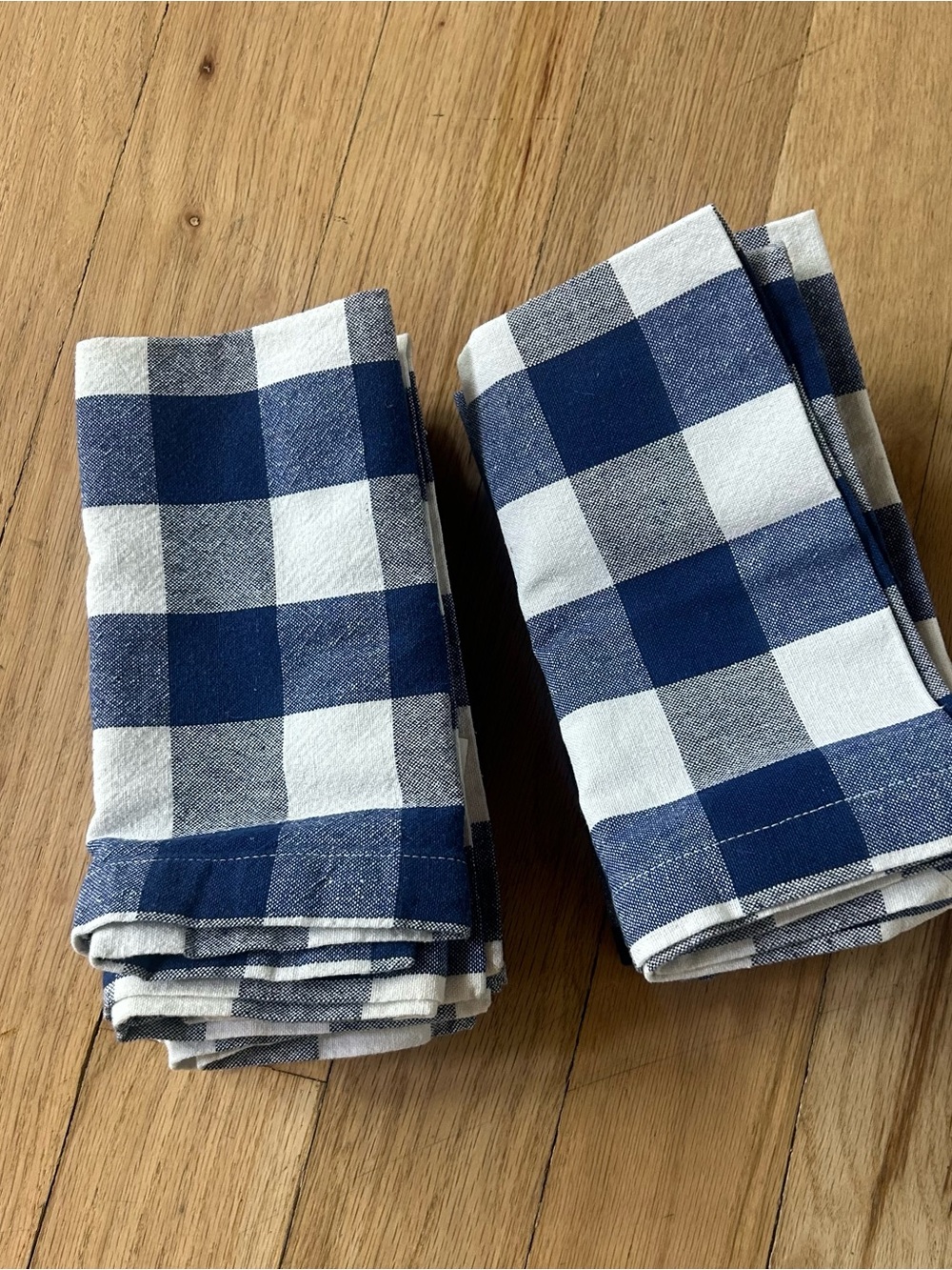 Blue and White Gingham Cotton Napkins